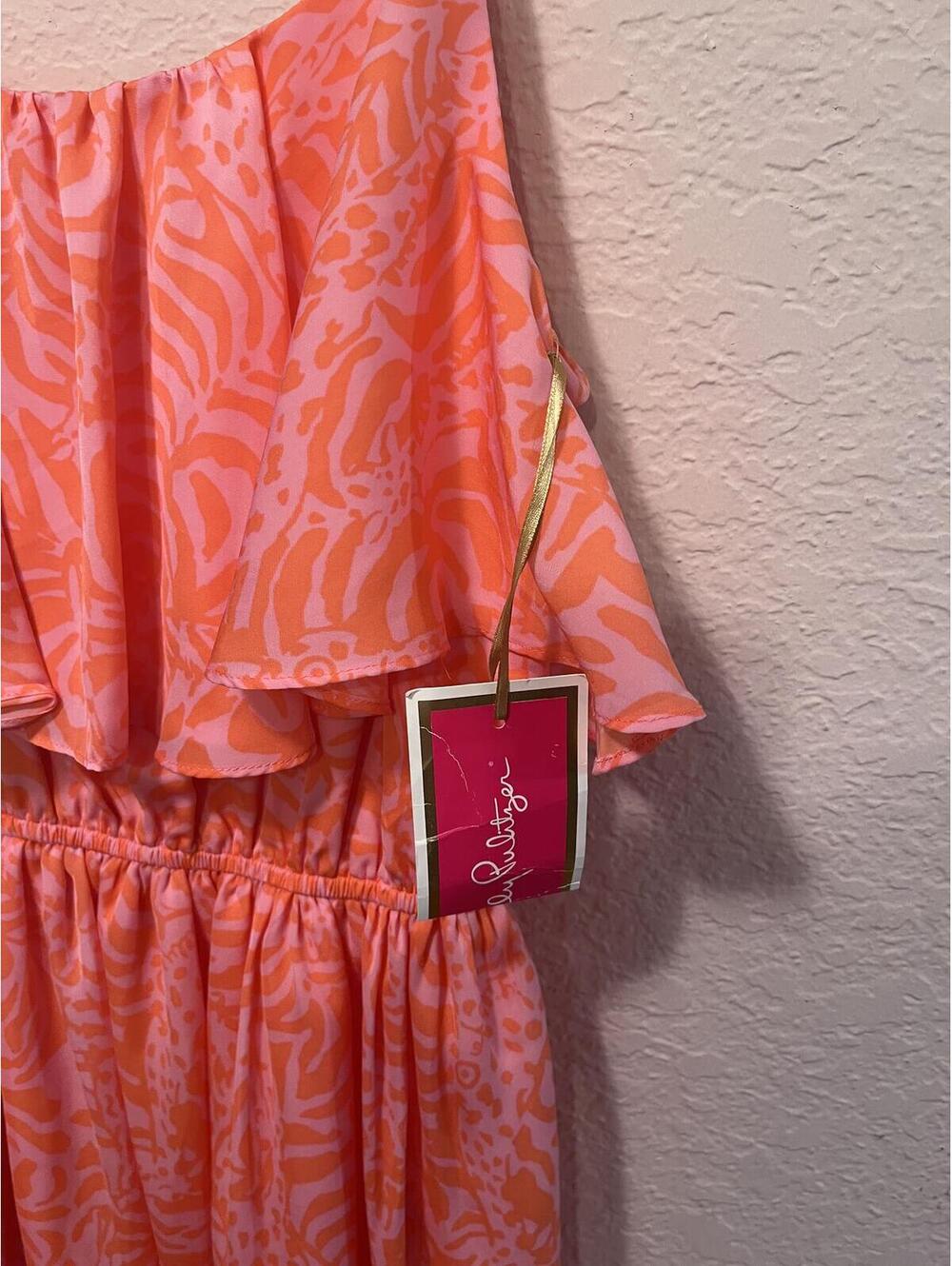 Lilly Pulitzer Pink Orange Ruffle Sundress Small NWT - Picture 5 of 11